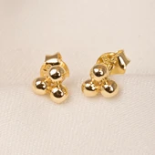 Altın Küpe - 14 Ayar Altın Üç Toplu Minimal Küpe - 6