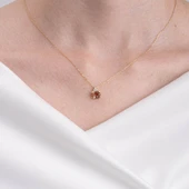 Altın Kolye - 1.15 CT Zultanit 0.20CT Swarovski Modern Tasarım Minimal Doğal Taş 14 Ayar Altın Kolye thumbnail 4