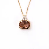 Altın Kolye - 1.15 CT Zultanit 0.20CT Swarovski Modern Tasarım Minimal Doğal Taş 14 Ayar Altın Kolye thumbnail 5