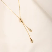 Altın Kolye - Aşk Düğümü Tasarım Modern Stil Taşsız Gösterişli 14 Ayar Altın Kolye - 8