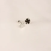 Altın Küpe - 14 Ayar Altın Minimal Yonca Yaprağı Küpe - 7