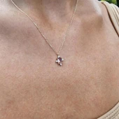 Altın Kolye - 1.25 CT Zultanit 0.25 CT Swarovski Taşlı Dikdörtgen Tasarım 14 Ayar Altın Kolye thumbnail 4