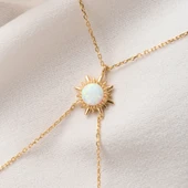 Altın Şahmeran - 14 Ayar Altın Oval Kesim Opal Taşlı Güneş Model Şahmeran - 7