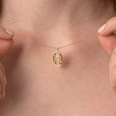 Altın Kolye - Baget Taşlı Şık Tasarım 14 Ayar Altın Kolye - 6