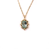 Altın Kolye - Vintage Tasarım Green Topaz (Su Yeşili) Taşlı 14 Ayar Altın Kolye thumbnail 2