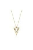 Altın Kolye - Üçgen Tasarımı Pırlanta İhtişamı Modern Tarz 14 Ayar Altın Kolye thumbnail 9