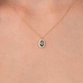 Altın Kolye - Oval Mistik Topaz Taşlı Vintage Tasarım 14 Ayar Altın Kolye thumbnail 4