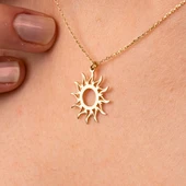 Altın Kolye - Güneş 14 Ayar Altın Kolye - 8