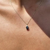 Altın Kolye - 1.10 CT Brown (Smoky)0,15CT Swarovski Taşlı Minimal Tasarım Hediye 14 Ayar Altın Kolye - 4