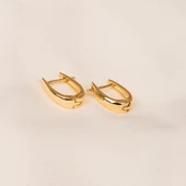 Altın Küpe - 14 Ayar Altın Oval Halka Küpe - 6