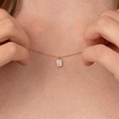 Altın Kolye - Zirkon Taşlı Minimal Tasarım 14 Ayar Altın Kolye - 5