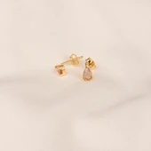 Altın Küpe - 14 Ayar Altın Damla Desenli Zultanit Taşlı Küpe - 6