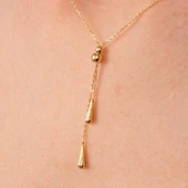 Altın Kolye - Aşk Düğümü Tasarım Modern Stil Taşsız Gösterişli 14 Ayar Altın Kolye - 3