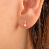 Altın Küpe - 14 Ayar Altın Minimal Su Damlası Küpe - 2