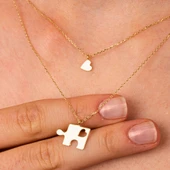 Altın Kolye - Kalpli Puzzle 14 Ayar Altın Kolye - 7