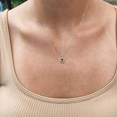 Altın Kolye - 1.25 CT Zultanit 0.25 CT Swarovski Taşlı Dikdörtgen Tasarım 14 Ayar Altın Kolye thumbnail 2