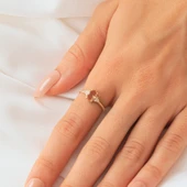 Pırlanta Yüzük - 0.10 Karat Pırlanta Taşlı Oval Kesim Zultanit Taşlı Modern Tasarım 14 Ayar Altın Yüzük - 11