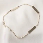 Altın Bileklik - Kişileştirelebilir Harf-İsim Yazılabilir 3 Plaka 14 Ayar Altın Bileklik - 6