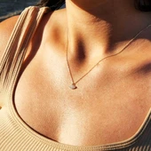 Altın Kolye - Mekik Formda 0.20 CT Pırlanta (Signty) Taşlı Tasarım Gündelik Tarz 14 Ayar Altın Kolye - 1