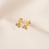 Altın Küpe - 14 Ayar Altın Üç Toplu Minimal Küpe - 5