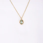 Altın Kolye - Vintage Tasarım Green Topaz (Su Yeşili) Taşlı 14 Ayar Altın Kolye thumbnail 6