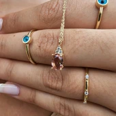 Altın Kolye - 1.05 CT Zultanit 0.25CT Pırlanta (Signty) Doğal Taşlı Sade Tasarım 14 Ayar Altın Kolye thumbnail 5