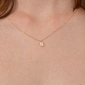 Altın Kolye - Zirkon Taşlı Minimal Tasarım 14 Ayar Altın Kolye - 6