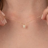 Altın Kolye - Zirkon Taşlı Minimal Tasarım 14 Ayar Altın Kolye - 3