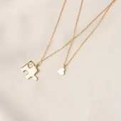 Altın Kolye - Kalpli Puzzle 14 Ayar Altın Kolye - 5