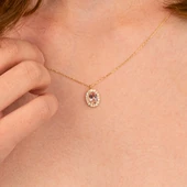 Altın Kolye - Morganite Oval Taşlı 14 Ayar Altın Kolye - 1