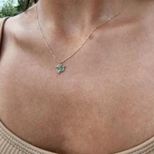 Altın Kolye - Talih Kuşu Taşsız Tasarım Gündelik Hediye Taşsız 14 Ayar Altın Kolye-Güvercin Kolye - 2