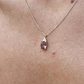 Altın Kolye - 1.05 CT Zultanit 0.25CT Pırlanta (Signty) Doğal Taşlı Sade Tasarım 14 Ayar Altın Kolye thumbnail 8