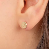 Altın Küpe - 14 Ayar Altın Kutup Yıldızı Taşlı Küpe - 1