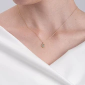 Altın Kolye - Vintage Tasarım Green Topaz (Su Yeşili) Taşlı 14 Ayar Altın Kolye thumbnail 5