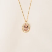 Altın Kolye - Morganite Oval Taşlı 14 Ayar Altın Kolye - 7