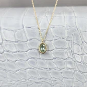 Altın Kolye - 1.05 CT Green Topaz Taşlı 14 Ayar Altın Modern Kolye- Green Topaz Tasarım Hediye Kolye thumbnail 4