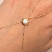 Altın Şahmeran - 14 Ayar Altın Oval Kesim Opal Taşlı Güneş Model Şahmeran - 3