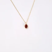 Altın Kolye - Bombeli Akik Taşlı Sade Minimal Tasarım 14 Ayar Altın Kolye - 5