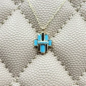 Altın Kolye - Çoklu Baget Enerji 14 Ayar Altın Kolye-Firuze Taşlı Baget Hediye 14 Ayar Altın Kolye - 2