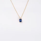 Altın Kolye - Baget Safir Taşlı Zarif Tasarım 14 Ayar Altın Kolye thumbnail 5