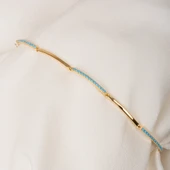 Altın Bileklik - Sıra Firuze (Turkuaz) Taşlı Modern Tasarım Şık 14 Ayar Altın Bileklik - 4