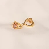 Altın Küpe - 14 Ayar Altın Oval Zultanit Taşlı Tektaş Küpe - 8