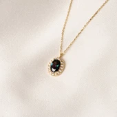 Altın Kolye - Oval Mistik Topaz Taşlı Vintage Tasarım 14 Ayar Altın Kolye thumbnail 7