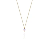 Altın Kolye - 0.50 Ct Pembe Quartz Pırlanta Montürü Has Taşlı Altın Kolye-Hediye 14 Ayar Altın Kolye - 1