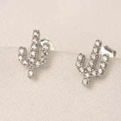 Altın Küpe - 14 Ayar Altın Minimal Taşlı Kaktüs Figürlü Küpe - 8