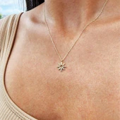 Altın Kolye - Güneş Tasarım Sade Taşsız Tasarım Modern Gündelik Hediyelik Taşsız 14 Ayar Altın Kolye - 3