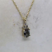 Altın Kolye - 0.60 CT Zultanit 0.10 CT Pırlanta (Sıgnty) Taşlı Modern Altın Kolye-Hediye Altın Kolye - 4