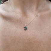 Altın Kolye - Talih Kuşu Taşsız Tasarım Gündelik Hediye Taşsız 14 Ayar Altın Kolye-Güvercin Kolye - 3