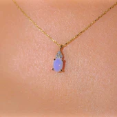 Altın Kolye - 0,60 CT Pembe Quarz 0,10 CT Pırlanta(Sıgnty) Taşlı Modern Tasarım Altın Kolye thumbnail 3