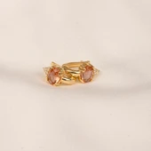 Altın Küpe - 14 Ayar Altın Oval Zultanit Taşlı Tektaş Küpe - 6